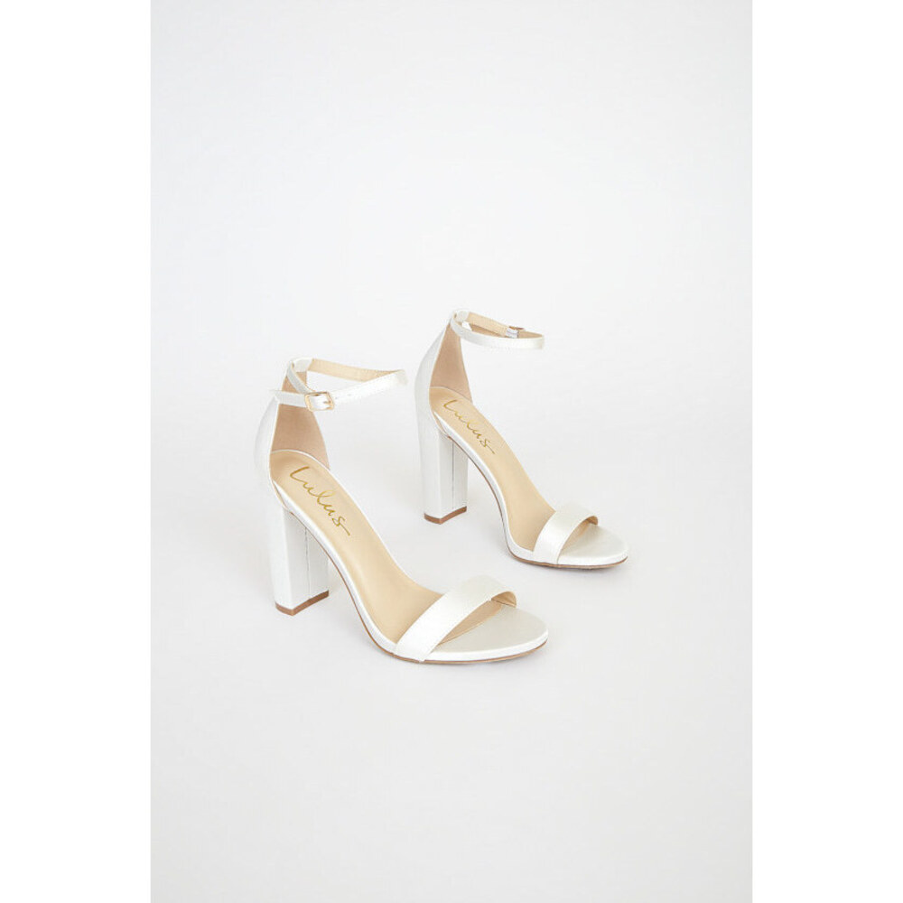 Lulus Taylor Ivory Satin Ankle Strap Heels White - Size 10